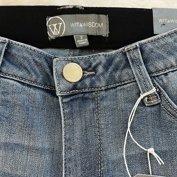 Wit & Wisdom Denim Cutoff Bermuda Shorts Light Blue Distressing NWT Size 2 - Picture 7 of 11